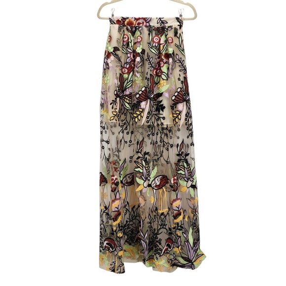 L'artiste Dresses & Skirts - L'Atiste by Amy Womens Small Skirt Maxi Embroidered Floral Sheer Mesh Multicolor